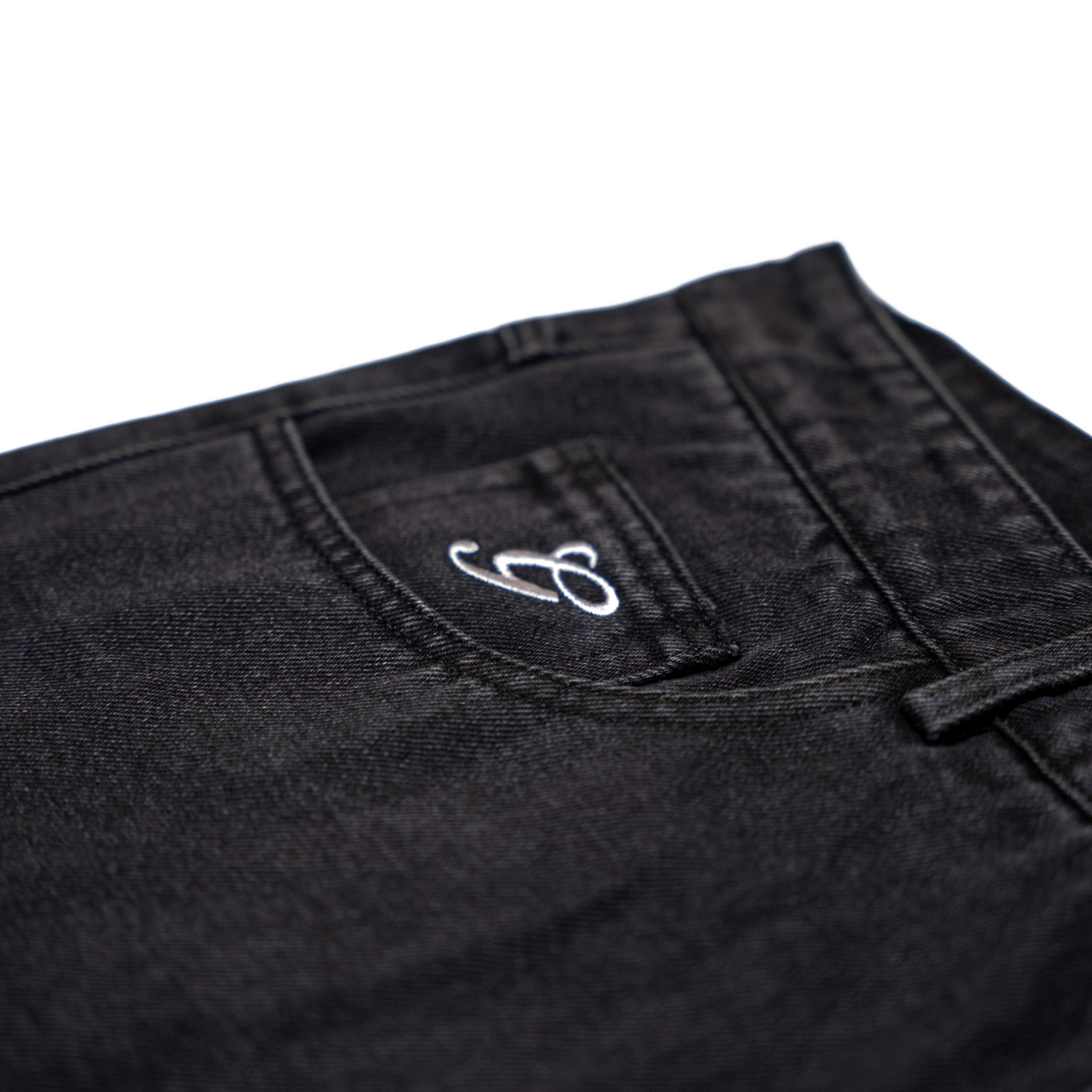 Black denim short