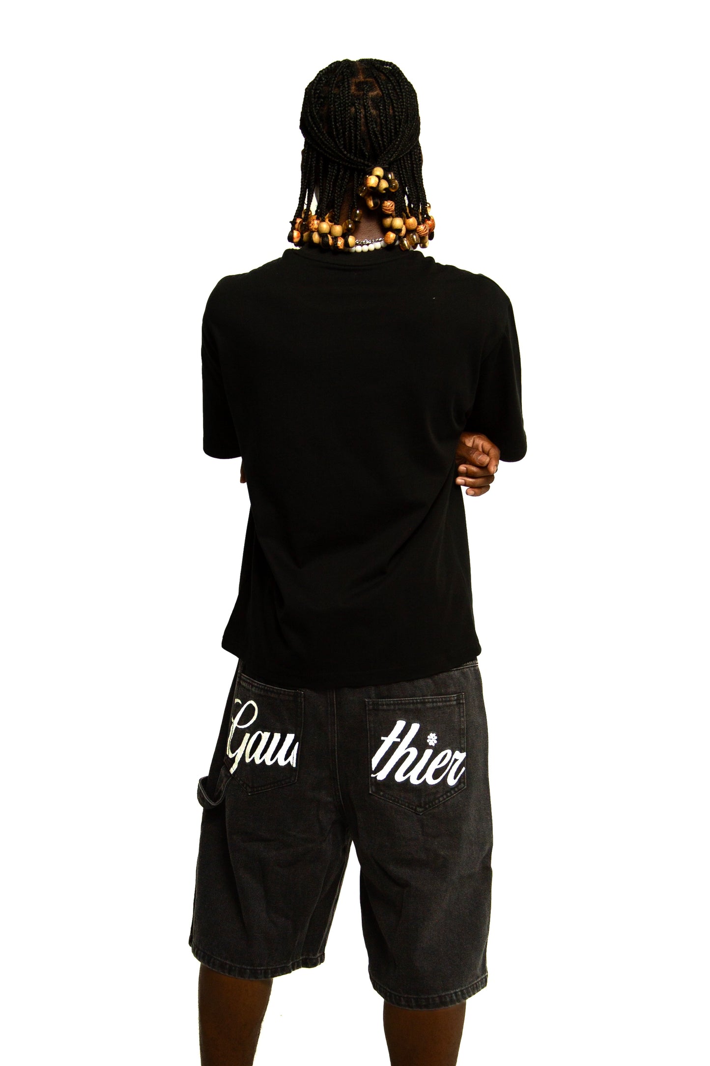 Black denim short
