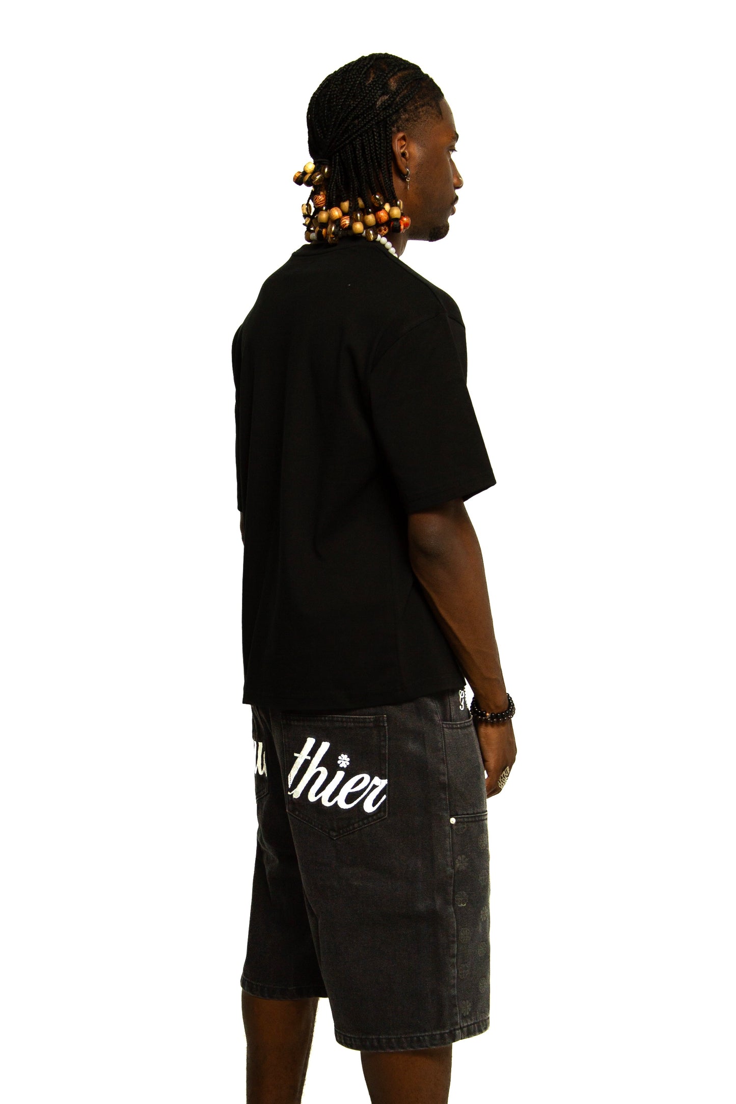 Black denim short