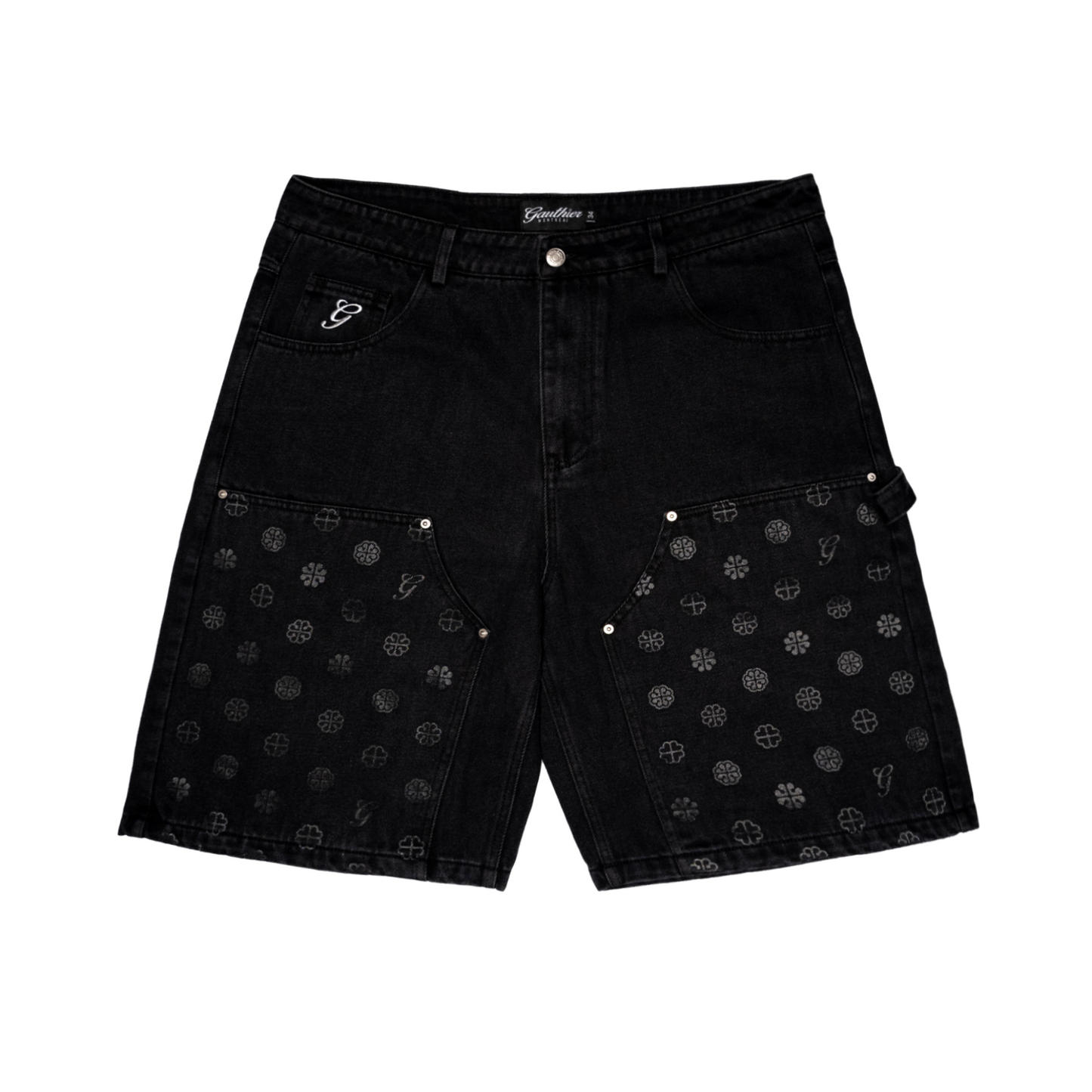 Black denim short