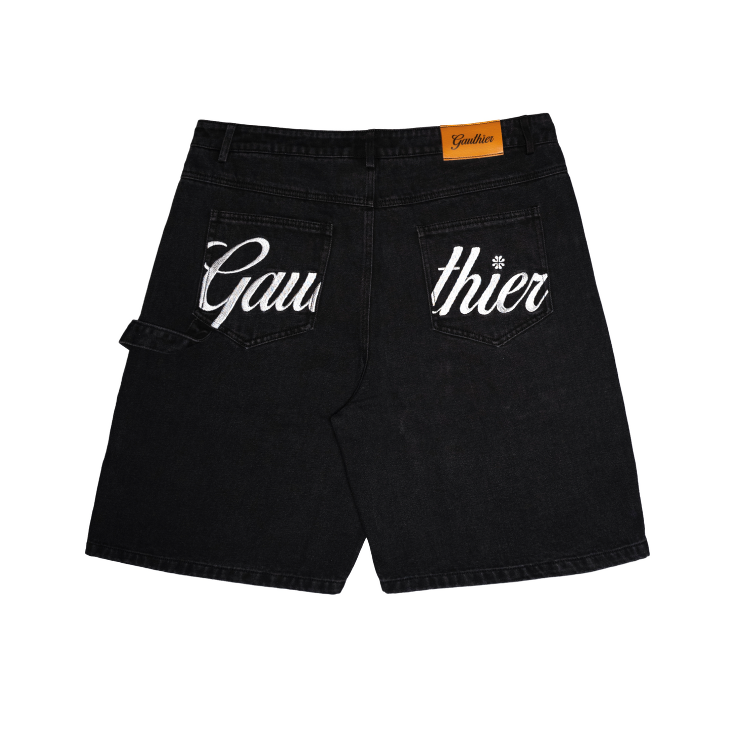 Black denim short